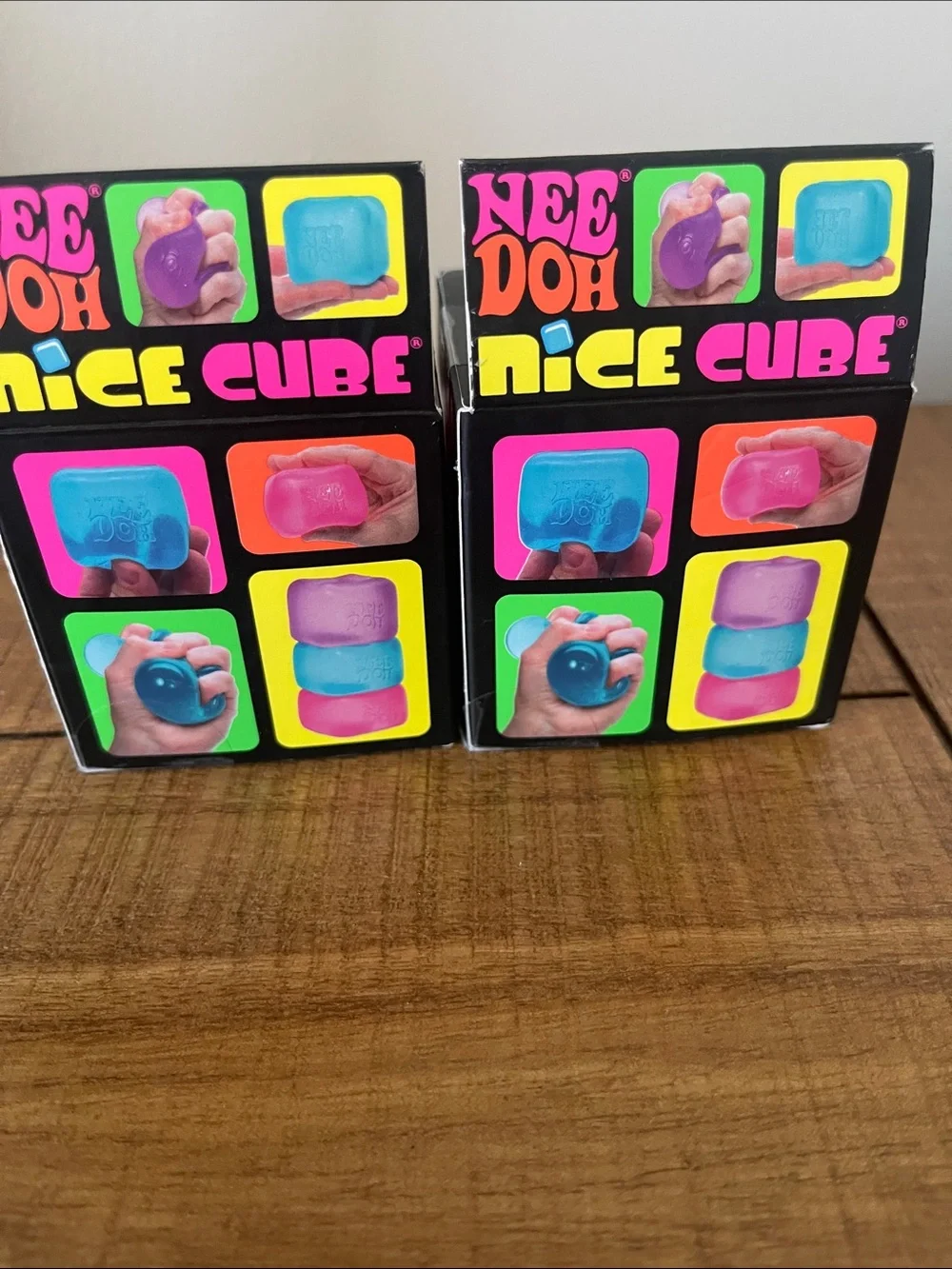 Schylling Needoh Nice Cube set of 2 Super Solid Squish - Pink and Blue